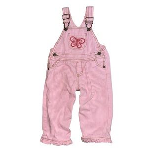 OshKosh B’gosh Pink Stripe Butterfly Overalls - 12 months